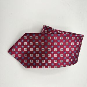 Cape Cod Neckwear Men's 100% Silk Tie ~ Red ~ Floral Grid